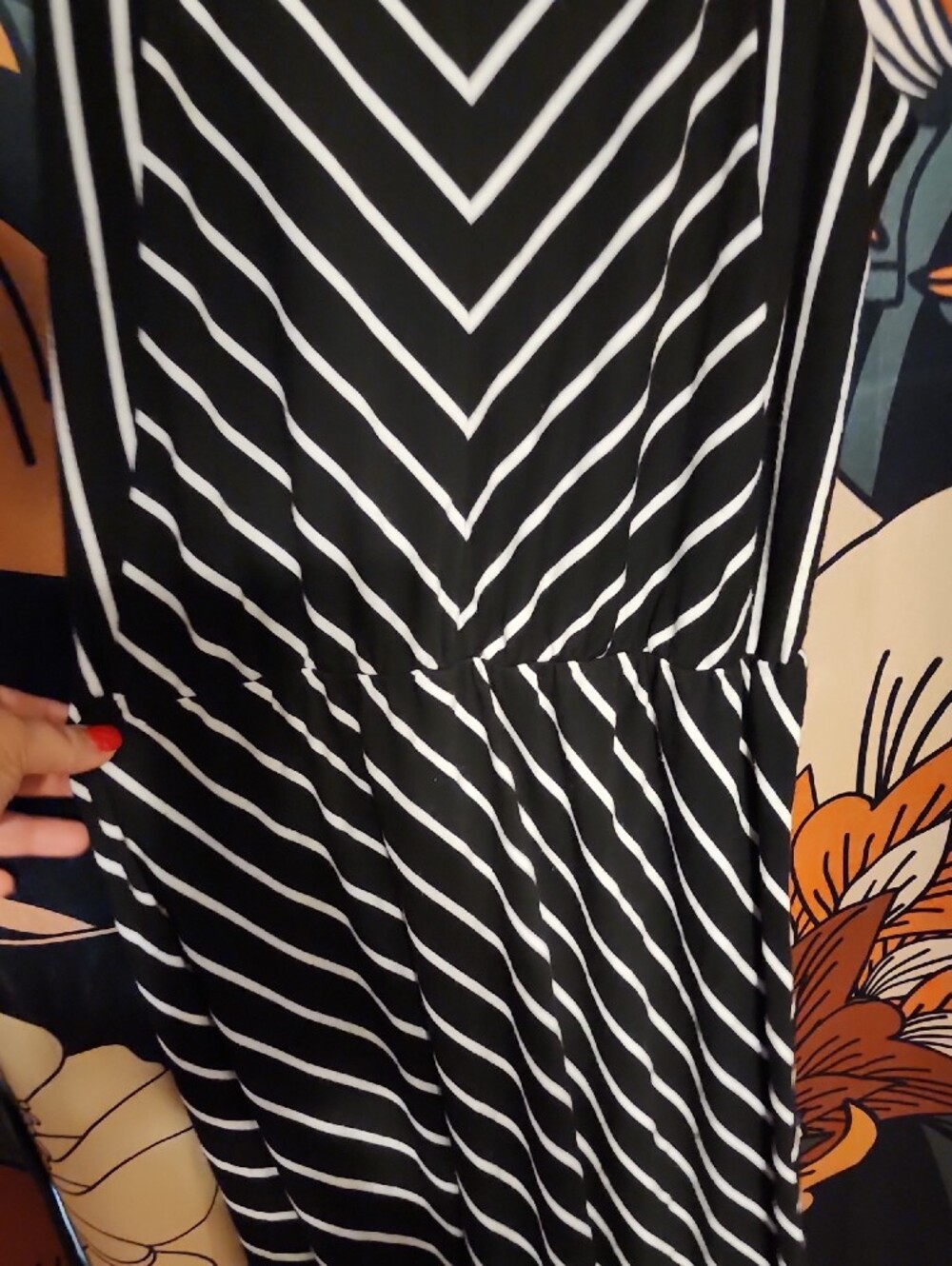 Black and White Striped Women's Halter Maxi Dress - Picture 4 of 4